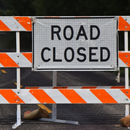 Road closed signs